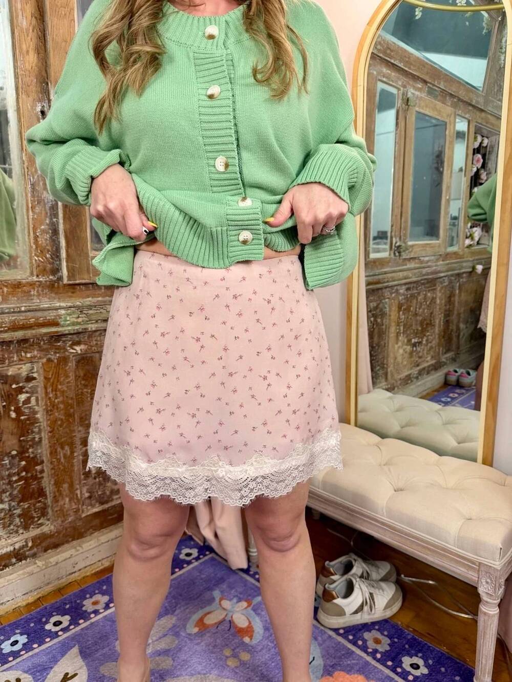 NEW WISHLIST blushing petals lace trim skorts in ditsy floral prints
